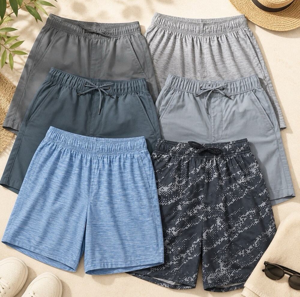 Bundle of 6 Men's Shorts Jersey Knit and Microfiber Longer inseam 28-30